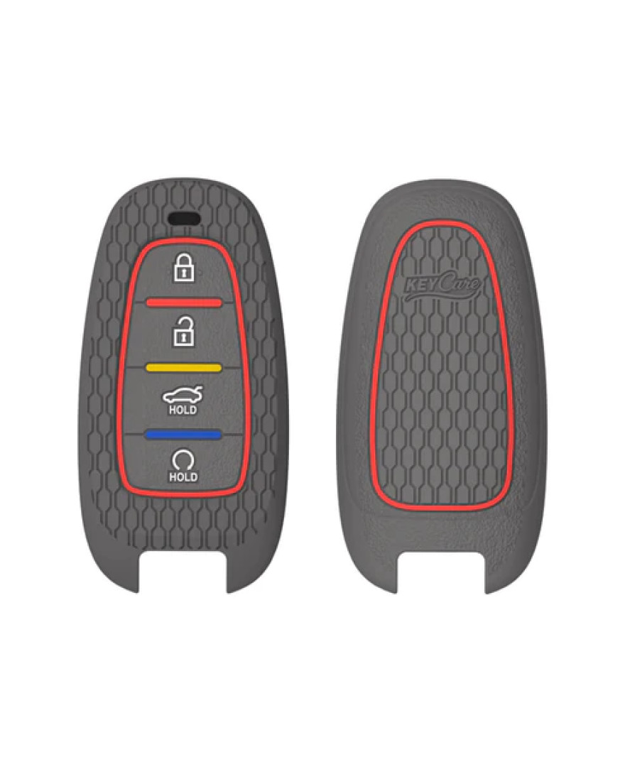 Keycare Silicone Key Cover KC75 Compatible for Hyundai Tucson 4 Button Smart Key | Black